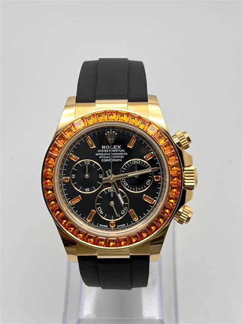 rolex cosmograph daytona recouverte de saphirs orange|rolex orange sapphire bezel.